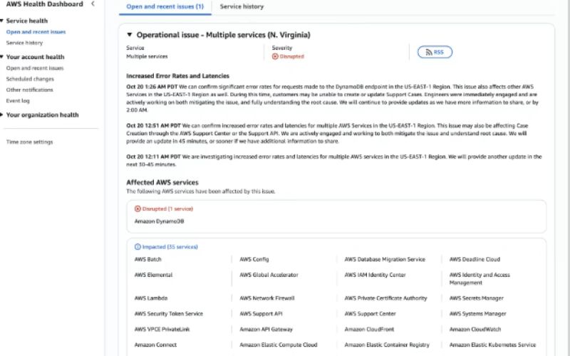AWS Down Detector has issued alert again — a major outage has occurred in the US-EAST-1 region.