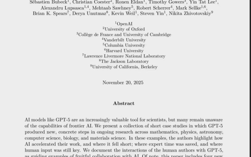 OpenAI: GPT-5 models are beginning to reduce scientists' daily workload.