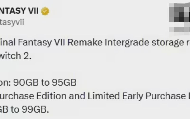 System requirements for Nintendo Switch 2 SE's Final Fantasy VII Remake Enhanced Edition