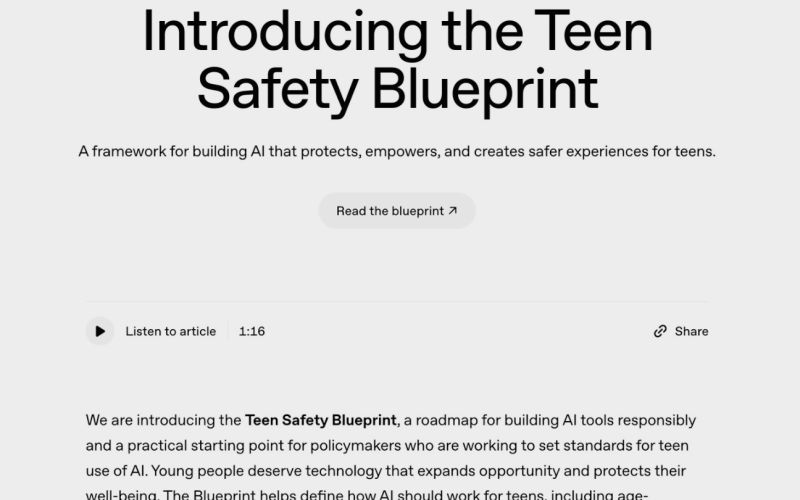 OpenAI subsequently launched a new framework designed to protect young users.